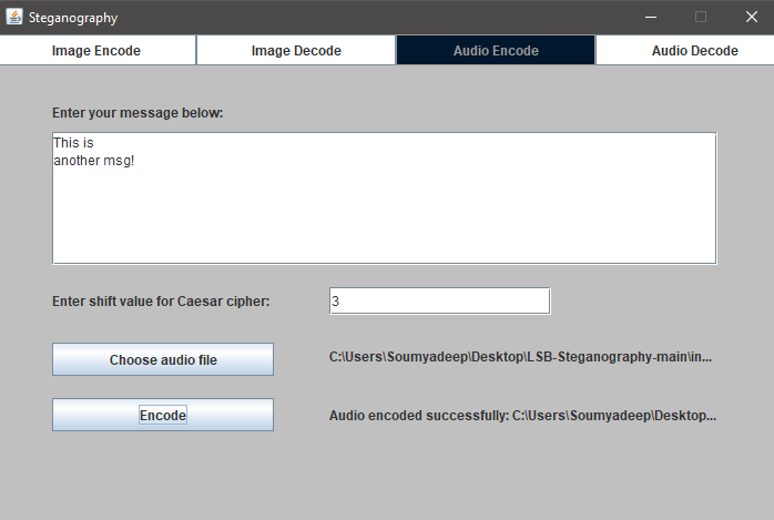 Audio Encoding Panel